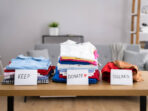Declutter Clothes Wardrobe. Keep And Donate Fashion