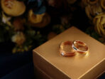 Close-Up Of Wedding Rings On Jewelry Box